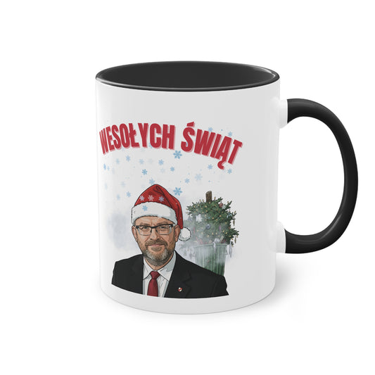 Świąteczny kubek ceramiczny 330 ml – „Wesołych Świąt” z czapką Mikołaja