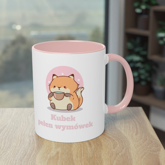 Kubek ceramiczny różowy – „Kubek pełen wymówek”
