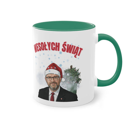 Świąteczny kubek ceramiczny 330 ml – „Wesołych Świąt” z czapką Mikołaja