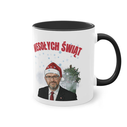 Świąteczny kubek ceramiczny 330 ml – „Wesołych Świąt” z czapką Mikołaja