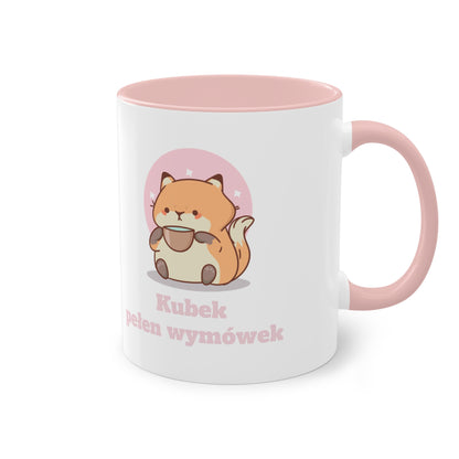 Kubek ceramiczny różowy – „Kubek pełen wymówek”