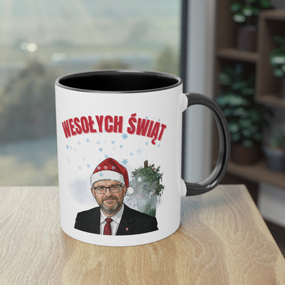 Świąteczny kubek ceramiczny 330 ml – „Wesołych Świąt” z czapką Mikołaja