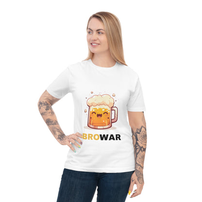 Zabawna koszulka z piwnym motywem — idealna na spotkania z kumplami, imprezy, urodziny albo po prostu na luzie na co dzień. Wzór: „BRO WAR”.