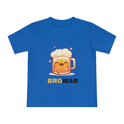 Zabawna koszulka z piwnym motywem — idealna na spotkania z kumplami, imprezy, urodziny albo po prostu na luzie na co dzień. Wzór: „BRO WAR”.