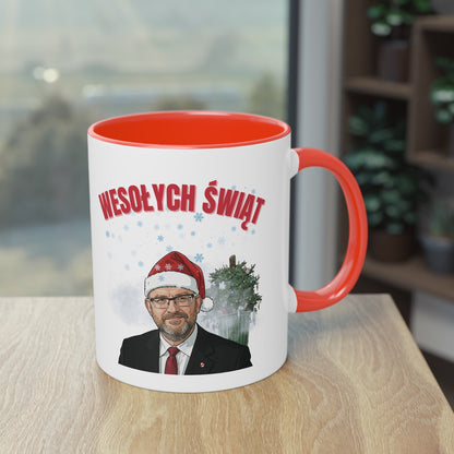 Świąteczny kubek ceramiczny 330 ml – „Wesołych Świąt” z czapką Mikołaja